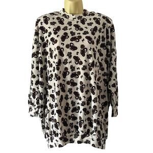 TYI Vintage Paisley Print Knit Tunic Top Woman's Size 1X Shoulder Pads